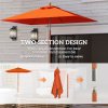 Outsunny 2m x 1.5m Garden Parasol Umbrella with Tilting Sunshade Canopy, Outdoor Market Table Umbrella with Wood and Bamboo Frame, Orange