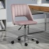 Vinsetto Mid Back Office Chair, Velvet Fabric Swivel Scallop Shape Computer Desk Chair for Home Study Bedroom, Pink