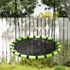 AIYAPLAY Kids Nest Swing Seat, Hanging Set with Height Adjustable Ropes for Kids, 100cm Diameter Round Saucer Swing Chair for Outdoor, Garden, Black/Green