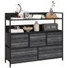 HOMCOM Bedroom Chest of Drawers, Fabric Dresser with 5 Drawers, Storage Organiser Unit with Open Shelves and Metal Frame for Living Room, Entryway