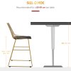 HOMCOM Set of 2 Bar Stools, Modern Counter Height Breakfast Bar Chairs with Wire Metal Frame for Kitchen, Dining Room, Gold