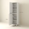 HOMCOM Tall Bathroom Cabinet, Freestanding Bathroom Storage Cabinet with Adjustable Shelves and Double Doors