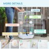 PawHut Bird Cage with Perches, Food Bowls, Swing, Parrot Cage for Budgie, Parakeet, Small Bird, 46.5 x 35.5 x 92cm, White