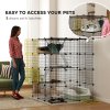 PawHut Cat Cage Indoor, DIY 4 Tier Wire Cat Enclosure with Hammock, Ramps, Doors, Jumping Platforms, Detachable Catio Indoor for 1-3 Cats, 105 x 105 x 140 cm, Black