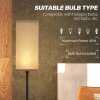 HOMCOM Floor Lamp, Modern Standing Lamp with Linen Shade, Tall Lamps for Living Room, Bedroom, with Foot Switch, Bulb not Included, Black