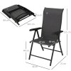 Outsunny Set of 4 Outdoor Wicker Folding Chairs, Patio PE Rattan Dining Armrests Chair set with 7 Levels Adjustable Backrest, for Outdoors, Camping, Grey