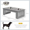 PawHut Raised Dog Bowl Feeding Bowls with Stand for Extra Small and Small Dogs Elevated Pet Bowls Water Food Feeder 44L x 24W x 15H cm - Grey
