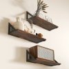 HOMCOM Set of 3 Wall Shelves, Vintage Wall Mounted Floating Shelves for Living Room, Entryway, Bedroom, Rustic Brown