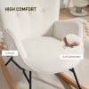 HOMCOM Rocking Chair, Modern Upholstered Velvet Armchair with Solid Wood Legs and Metal Frame for Living Room, Bedroom, Cream