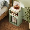 HOMCOM Bedside Table, Modern Bedside Cabinet with 2 Open Compartments and Unique Arch Design, Side Table for Living Room, Bedroom, Light Green