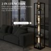 HOMCOM LED Floor Lamp with Shelves, 4 Layers Dimmable Modern Standing Lamp with 3 Brightness Levels and Foot Switch for Living Room, Bedroom, Office, Black