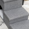 PawHut Dog Steps for Bed, 3 Step Pet Stairs with Kitten House and 2 Storage Boxes, 3 in 1 Dog Ramp for Sofa with Washable Plush Cushion, Light Grey