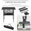 Outsunny 70cm Aluminum Roll-Top Table w/Mesh Bag Camping Outdoor Dining Foldable w/Steel Frame Picnic Lightweight Hiking Furniture Desk, Black