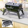 Outsunny Charcoal Barbecue Grill Folding BBQ Grill with 1232 cm? Cooking Area, Adjustable Vent, Thermometer, Handles for Camping Picnic, Black