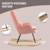 HOMCOM Velvet Rocking Chair with Lumbar Pillow, Rocker Armchair with Metal Legs and Wood Base for Living Room, Bedroom, Pink