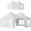 Outsunny 6.8 x 5m Octagonal Marquee Gazebo, Heavy Duty Wedding Party Tent with Sides and Doors, White