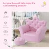 HOMCOM Kids Armchair Toddler Chair Sofa Set with Free Footstool Pink