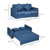 HOMCOM 2 Seater Sofa Bed, Convertible Bed Settee, Modern Cotton Loveseat Sofa Couch with 2 Cushions, Hidden Storage for Living Room, Guest Room, Deep Blue
