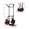 DURHAND Steel Climbing Stairs Trolley Hand Trucks 6-Wheels Foldable Load Cart 120kg, Red