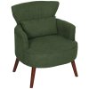 HOMCOM Modern Armchair, Upholstered Corduroy Accent Chair with Thick Padded Seat, Lumbar Pillow, Rubber Wood Legs, Cuddle Chair for Living Room Bedroom Office, Green