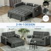 HOMCOM 2 Seater Sofa Bed, Click Clack Pull Out Sofa Bed with Adjustable Backrest and Pillows, 3-in-1 Modern Tufted Settee for Living Room, Bedroom, Guest Room, Charcoal Grey