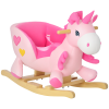 HOMCOM Rocking Horse, Kids Plush Ride on Unicorn with Songs, Wooden Base, Seat Belt, for Toddlers 18-36 Months, Pink