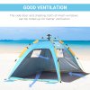 Outsunny 2 Man Pop-up Tent Beach Tent Sun Shelter w/ Windows Doors Hook Sandbags UV Protection Waterproof Outdoor Adventure Garden, Light Blue