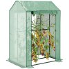 Outsunny Mini Greenhouse, Tomato Greenhouse Green House for Garden with 2 Roll-up Doors, Vent Holes and Reinforced PE Cover, 100 x 80 x 150cm, Green