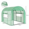 Outsunny 3 x 2 x 2m Polytunnel Greenhouse with Doors and Mesh Windows, Walk-in Grow House Tent with UV-resistant PE Cover and Steel Frame, Green