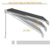 Outsunny 3 x 2.5m Electric or Manual Retractable Awning, Half Cassette, with Remote Controller, Manual Crank Handle and Aluminium Frame, Sun Canopies for Patio Deck Door Window, Grey
