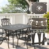 Outsunny 7 Pieces Cast Aluminium Garden Dining Set, 6 Seater Garden Table and Chairs with Parasol Hole, Outdoor Garden Furniture Set with Cushions for Patio, Bronze Tone
