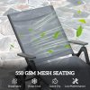 Outsunny Folding Sun Lounger with Wheels, 5-Position Adjustable Garden Chaise Lounge Sunbed with Armrests, Metal Frame Outdoor Portable Reclining Chair for Beach, Porch, Grey