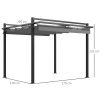 Outsunny 3 x 3(m) Pergola with Retractable Roof Canopy, Aluminium Frame Garden Gazebo Outdoor Sun Shade Shelter for Grill, Patio, Deck, Dark Grey