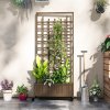 Outsunny Wooden Trellis Planter, Raised Beds for Garden with Wheels and Drainage Holes, Privacy Screen Planter Box to Grow Vegetables, Herbs and Flowers for Garden, Patio, Deck, Brown