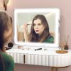HOMCOM Vanity Mirror with Lights, Large Lighted Makeup Mirror with 3 Colour Lighting Modes, 10X Magnifying, USB Charging Port, Touch Screen, Tabletop or Wall Mounted Design for Bedroom, White