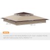 Outsunny Gazebo for 3.25m x 3.25m Frame, 2 Tier Gazebo Cover, UV Protection, Beige