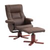 HOMCOM Recliner Chair with Footstool, Upholstered Armchair with Adjustable Backrest, Leisure Lounge Chair for Living Room, Bedroom, Dark Brown