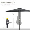 Outsunny 3(m) Half Parasol, Semi Round Umbrella with Metal Frame, Crank Handle for Balcony, Garden, Black