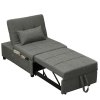 HOMCOM 4-in-1 Sofa Bed, Convertible Sleeper Chair Bed with Adjustable Backrest, Fabric Pull Out Chaise Lounge with Pockets for Living Room, Bedroom, Home Office, Small Space, Charcoal Grey