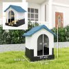 PawHut Dog Kennel for Outside, Plastic Dog House, Water-Resistant Pet Shelter with Windows, for Garden Patio, Miniature Dogs, 64.5 x 57 x 66cm - Blue