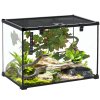 PawHut Vivarium, Terrarium, Glass Reptile Habitat w/ Thermometer, Decoration, Heat for Lizards, Horned Frogs, Snakes, Spiders, 50 x 30 x 35cm