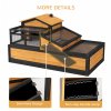 PawHut Tortoise House 3-Room Wooden Tortoise Enclosure Large Reptile Cage with 2 Stories, Ladder, Balcony, Tray, Openable Roof, 60H x 112L x 65Wcm, Yellow