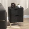 HOMCOM Bedside Tables Set of 2, Modern Nightstand with 2 Drawers, Small Sofa End Tables with Storage and Steel Legs for Bedroom, Living Room, Black