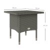 Outsunny Rattan Side Table, Outdoor Coffee Table with Plastic Board Under the Full Woven Table Top for Patio, Garden, Balcony, Grey