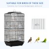 PawHut Bird Cage with Perches, Food Bowls, Swing, Parrot Cage for Budgie, Parakeet, Small Bird, 46.5 x 35.5 x 92cm, Black