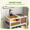 PawHut Tortoise House w/ Shelf, Small Pet Reptile Wooden House w/ Hide Shelter Den and Run, Lamp Holder, Tray, for Indoors, Outdoors - Brown