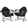 Outsunny Hammock Camping Chair Set of 2, Adjustable Back Swinging Camping Chair Portable Swinging Chair with Cup Holder, Headrest, Padded Seat and Carry Bag for Travel Fishing Hiking, Black