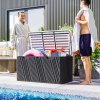Outsunny 380L Garden Storage Box Outdoor Storage Box Waterproof with Lockable Lid and Moulded Handles, Double-Layer HDPE Deck Box, 115 x 60 x 60 cm