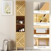 HOMCOM Tall Bathroom Cabinet with Bamboo Doors and Legs, Slim Bathroom Storage Cabinet, Freestanding Storage Cupboard with Open Compartments, Adjustable Shelves, 32 x 30 x 170 cm, Natural Wood Finish