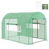 Outsunny 3 x 2 x 2m Polytunnel Greenhouse with Doors and Mesh Windows, Walk-in Grow House Tent with UV-resistant PE Cover and Steel Frame, Green